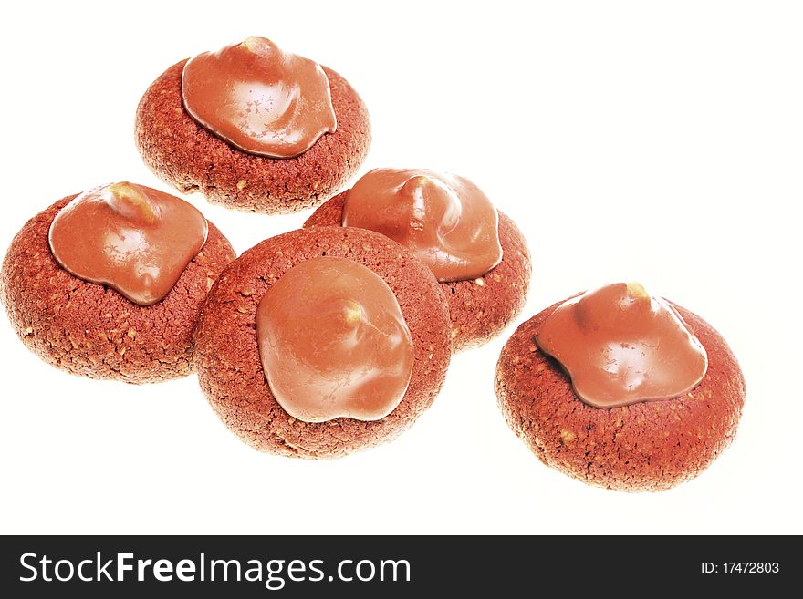 Christmas Cookies with chocolate, isolated