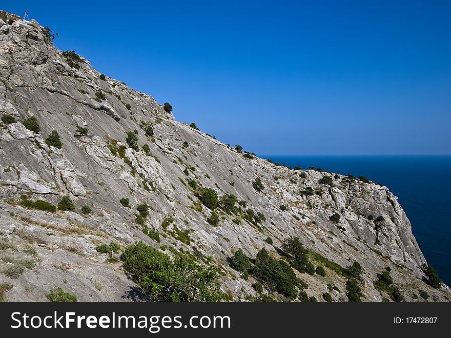 Limestone rock above the sea