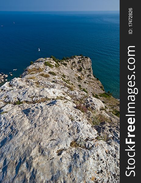 Limestone Rock Above The Sea