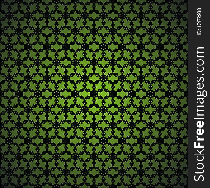 Seamless vector with black snowflakes on green background. Vector illustration