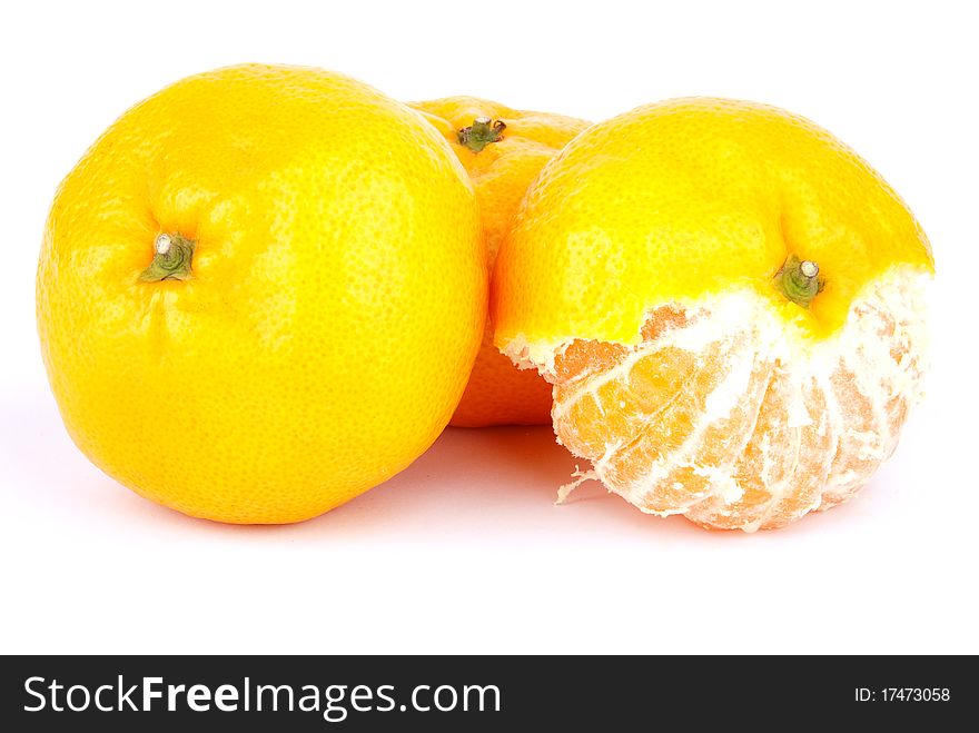 Mandarins are isolated on a white background