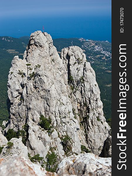 Rocks of Ai-Petri mountain in Yalta, Crimean peninsula.