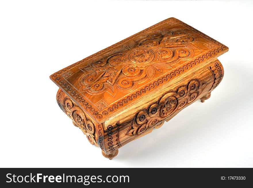 Wooden box on white background