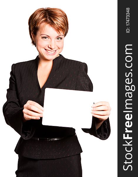 Beautiful Business Woman With Empty Card