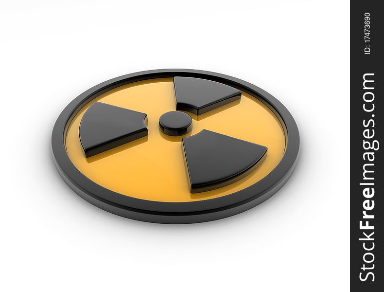 3D render of nuclear hazard sign.