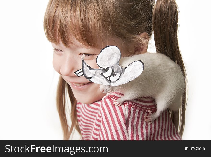 Fun Childl And Rat In A Mask