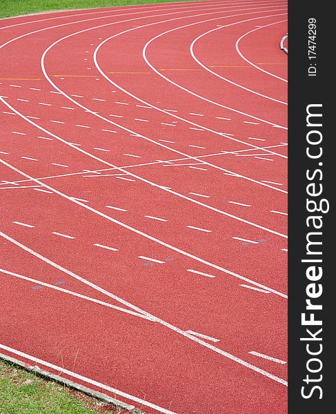 Lanes of running track in the stadium. Lanes of running track in the stadium