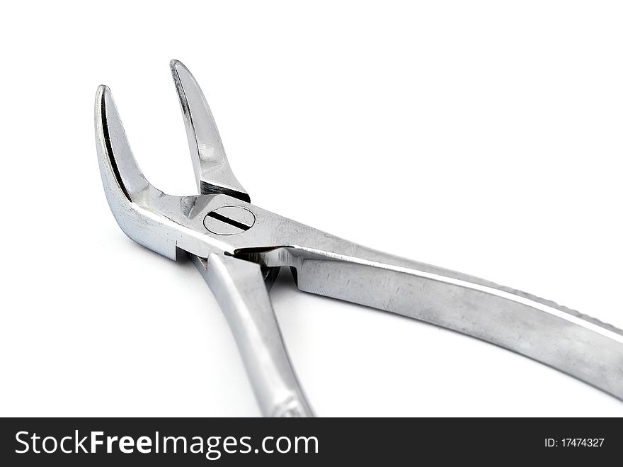 Dental pliers on a white background