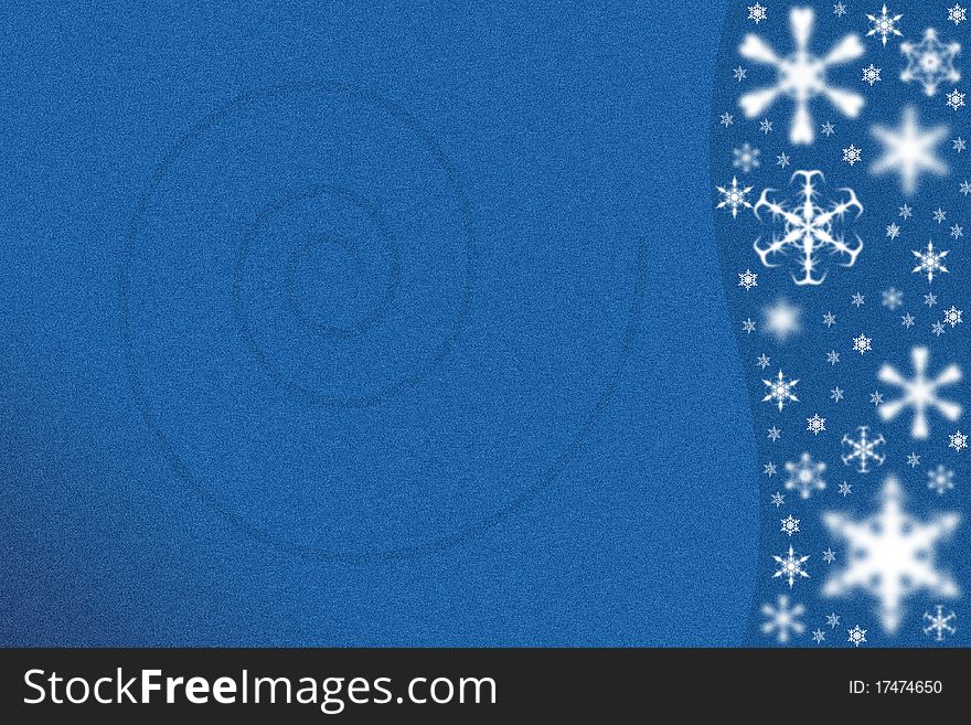 Gradient background for greetings with snowflakes and spiral