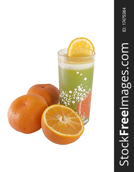 Fruit and glass of juice isolated. Fruit and glass of juice isolated