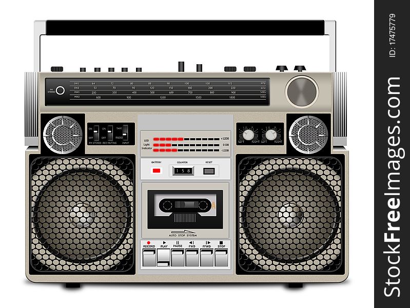 Illustration of the ancient cassette tape recorder in a vector. Illustration of the ancient cassette tape recorder in a vector