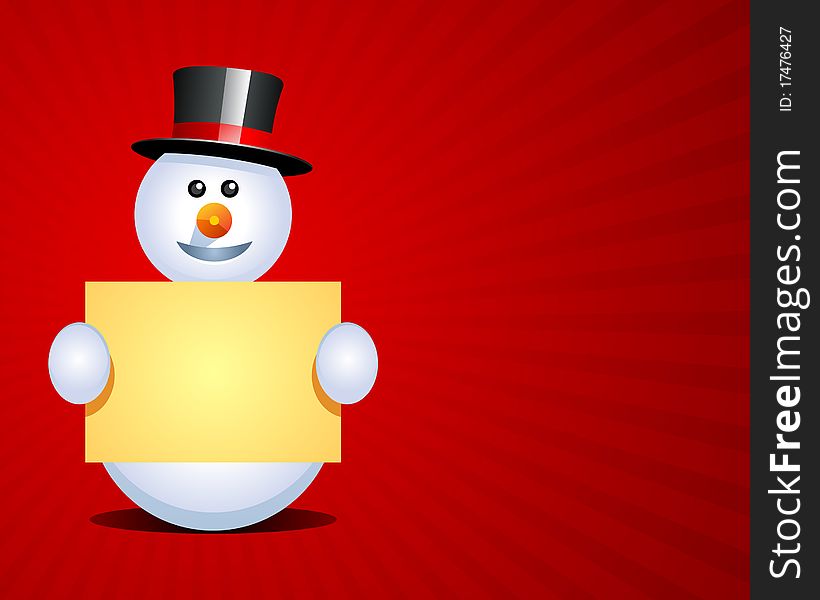 Snowman with banner christmas vector background