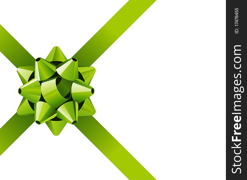 Gift green bow vector background