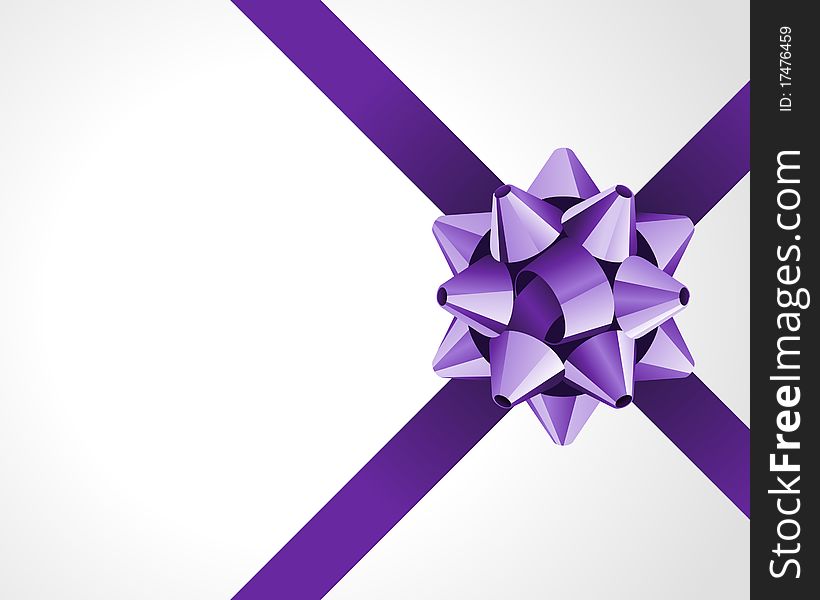 Gift violet bow vector background