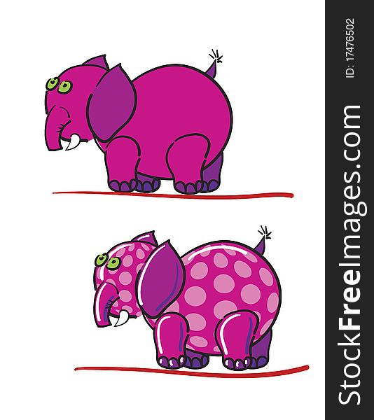 Elephants and bubbles against white background, abstract vector art illustration