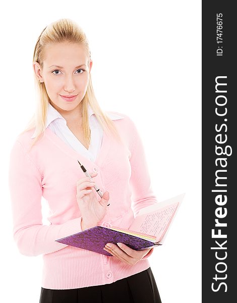 Student With Pen And Copybook