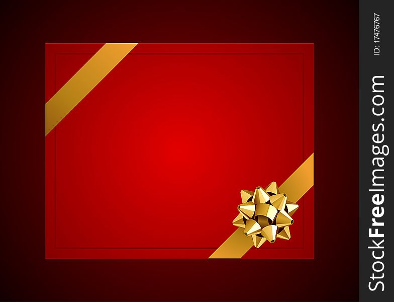 Greeting card with gold bow vector background