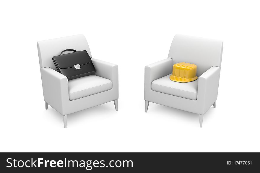 Armchair With Briefcase And Hardhat
