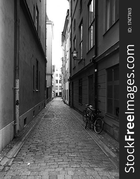 Medieval narrow street at Stockholm, Sweden. Medieval narrow street at Stockholm, Sweden