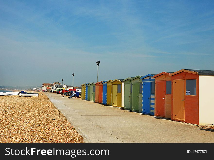 Coloured sheds to dress in the beachwear. Coloured sheds to dress in the beachwear