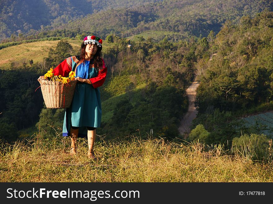 Lisu hill tribe woman in costume