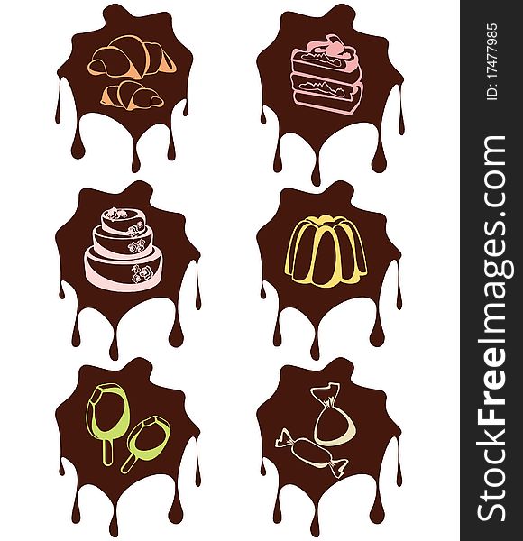The image of sweet desserts. a vector illustration. The image of sweet desserts. a vector illustration