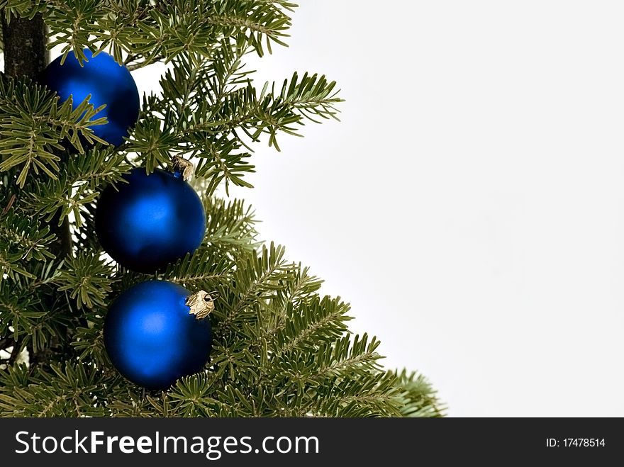 Blue Christmas Glass Balls On The Tree