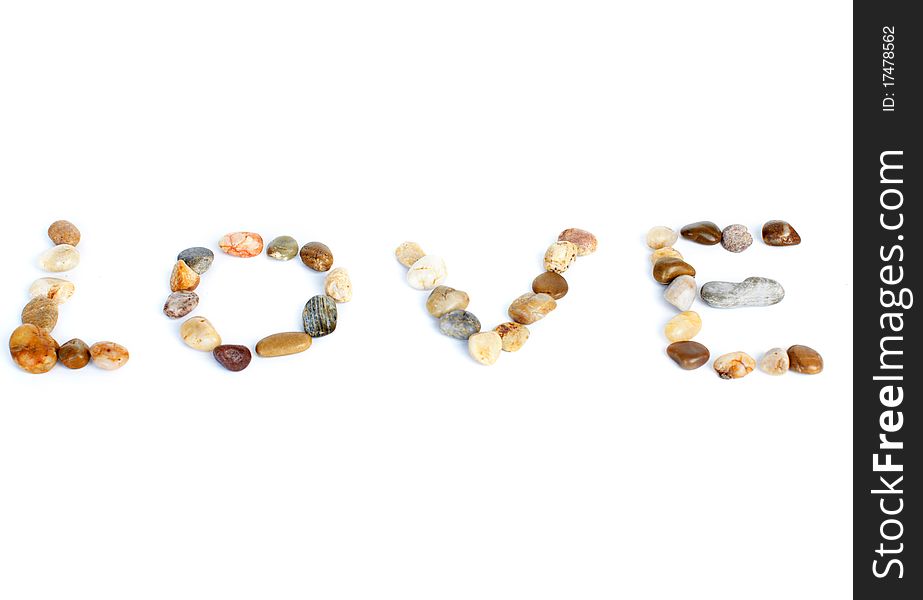 Word from stones on a white background. Word from stones on a white background