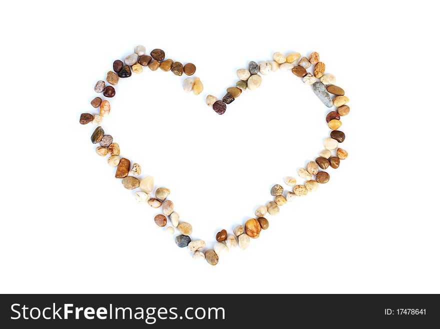 Heart out of stones on a white background