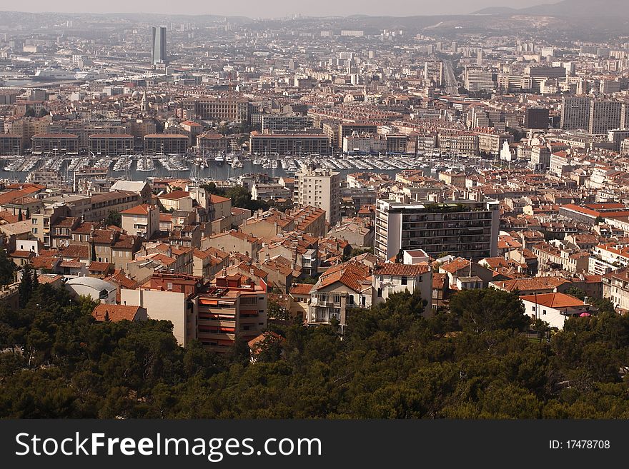 The view of Marseille from the highest natural point in Marseille.