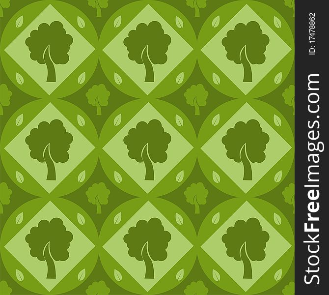 Cute green pattern with tree. Cute green pattern with tree