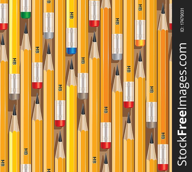 Vector pattern with yellow pencils. Vector pattern with yellow pencils
