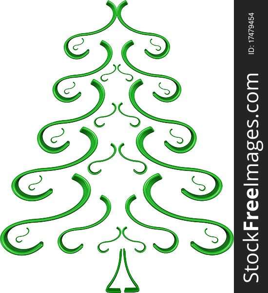 Green spruce tree, object white isolated