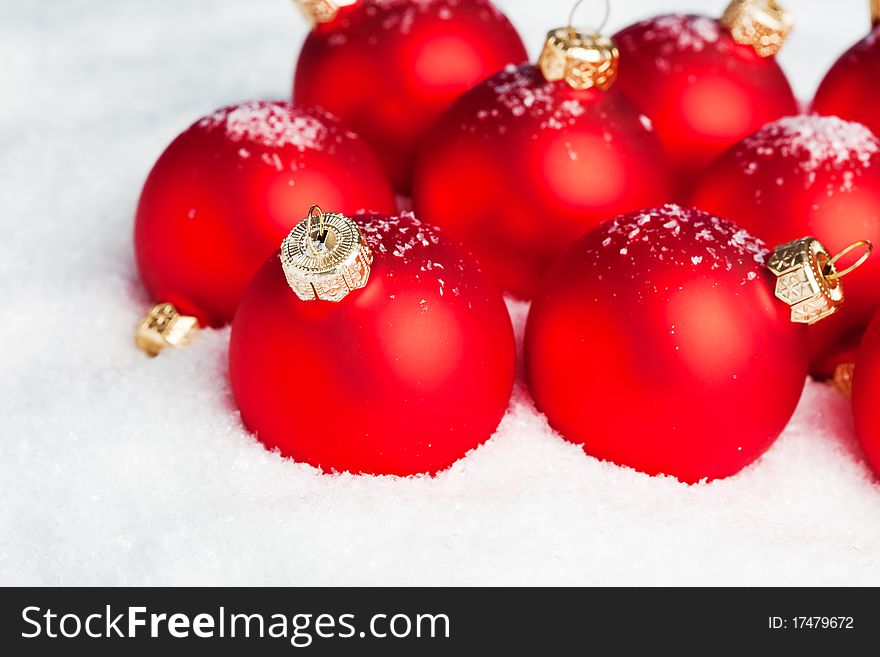 Christmas decoration balls with snow