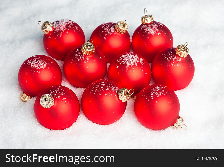Christmas decoration balls with snow