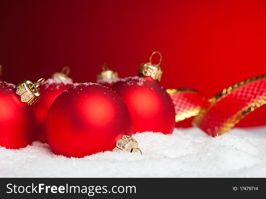 Christmas decoration balls with snow