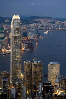 Night Scene Of Skyscrapers At Victoria Harbour Royalty Free Stock Photos Night Scene Of Skyscrapers At Victoria Harbour Royalty Free Stock Photos