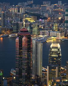Night Scene Of Skyscrapers At Victoria Harbour Royalty Free Stock Images Night Scene Of Skyscrapers At Victoria Harbour Royalty Free Stock Images