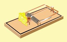 Mouse Trap With Cheese Stock Images