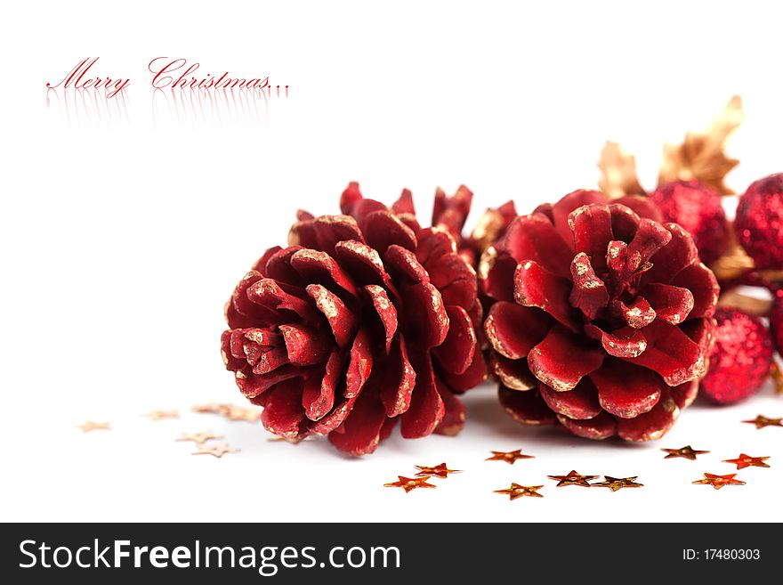 Christmas pinecone with european holly