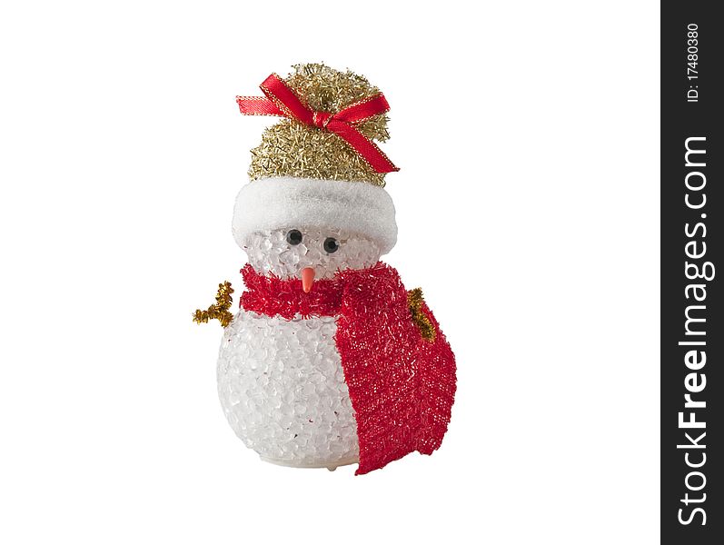 Funny snowman in red and green with christmas