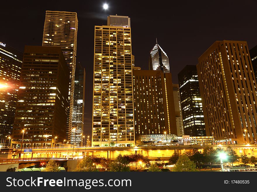 Downtown Chicago / USA at night