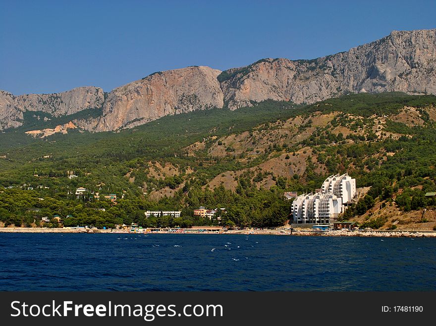 Black sea coast with Crimean mountains. Black sea coast with Crimean mountains