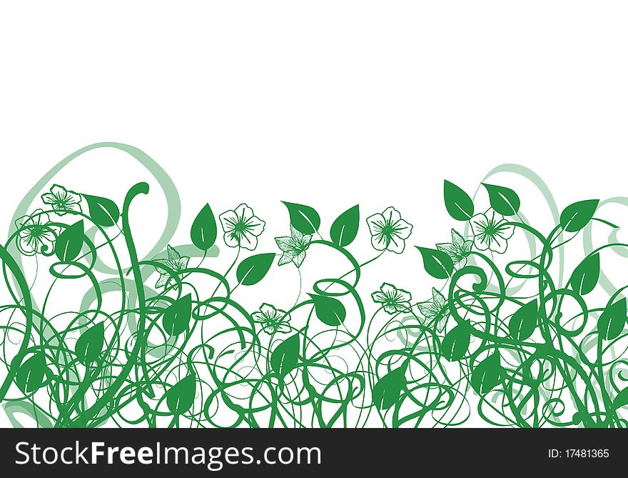 Computer generated grass and flowers  on white background. Computer generated grass and flowers  on white background.