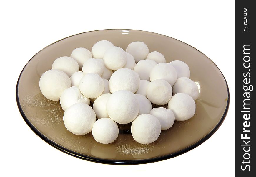 Cranberries in sugar isolated on a white background