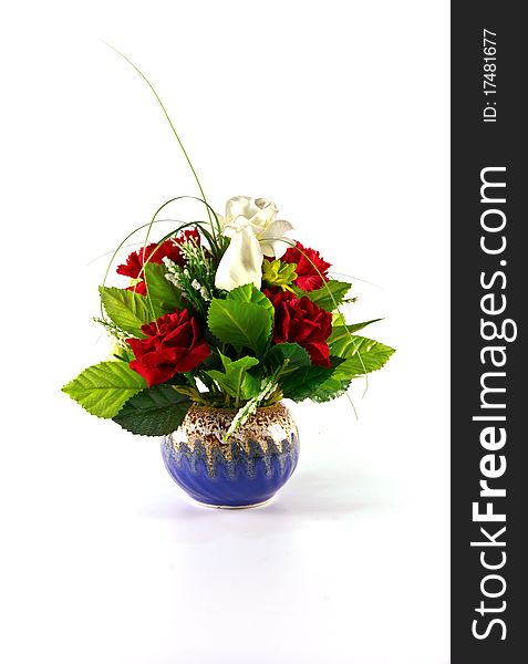 Artificial flowers made of cloth on white background