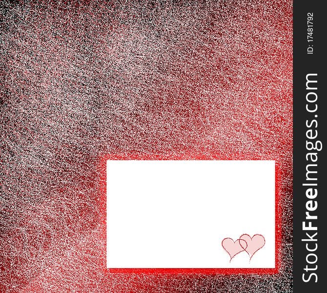 Red background and love card with two hearts. Red background and love card with two hearts