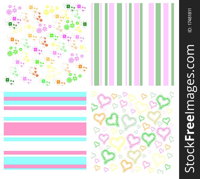Colors background with nice colors and flowers and hearts motive