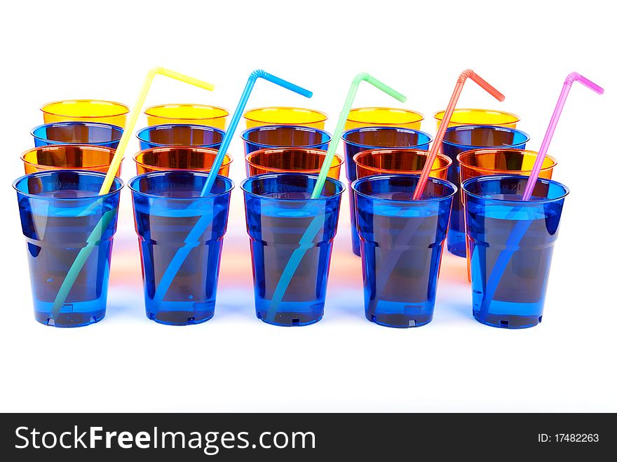 Plastic glasses isolated on white background