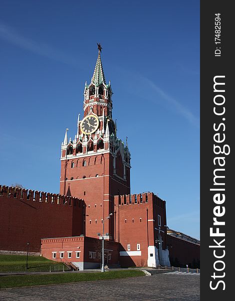 Russia. Spasskaya tower Moscow Kremlin. Russia. Spasskaya tower Moscow Kremlin.